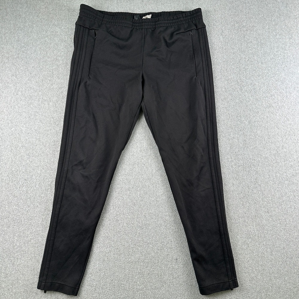 Adidas Track‎ Pants Men M Black Tiro 3 Stripes Zipper Pockets Athletic Tapered